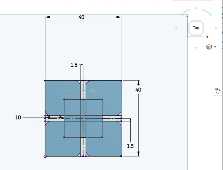 Extrude top plane sketch 